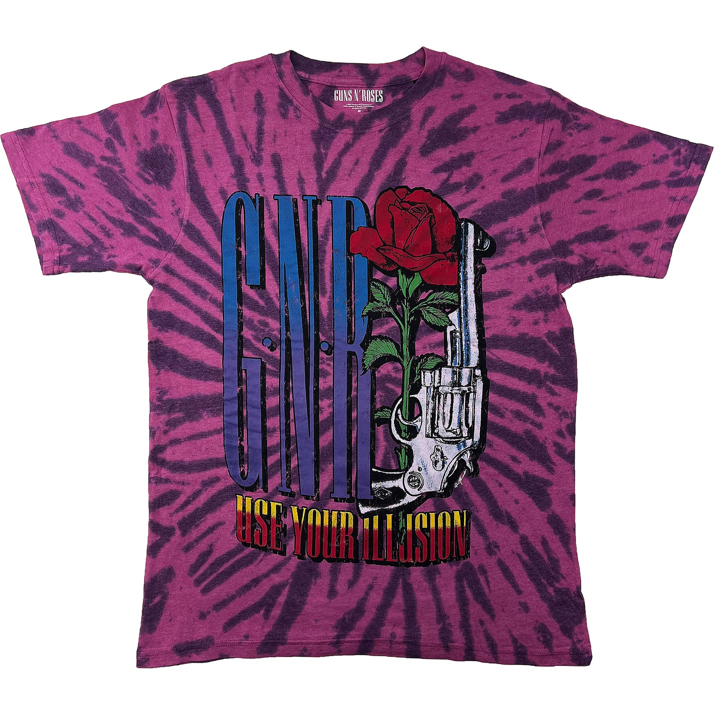 Guns N Roses UYI Pistol (Dip-Dye) Tie Dye T-shirt Front