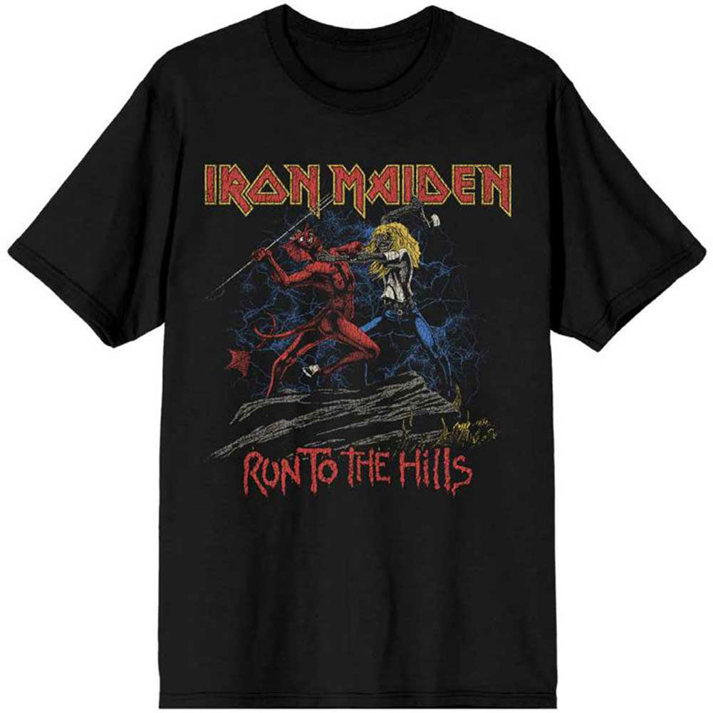 Iron Maiden Number of the Beast Run To The Hills Distress Slim Fit T-shirt Front