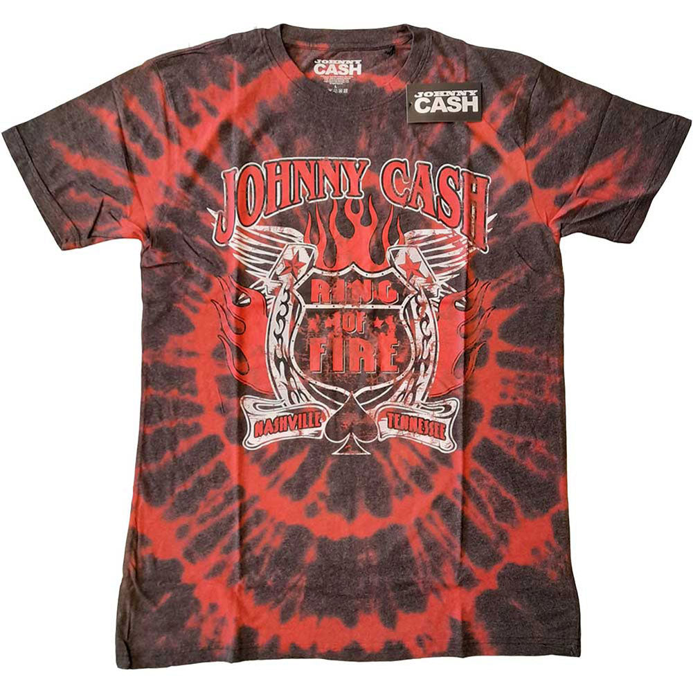 Johnny Cash Ring of Fire (Dip-Dye) Tie Dye T-shirt Front