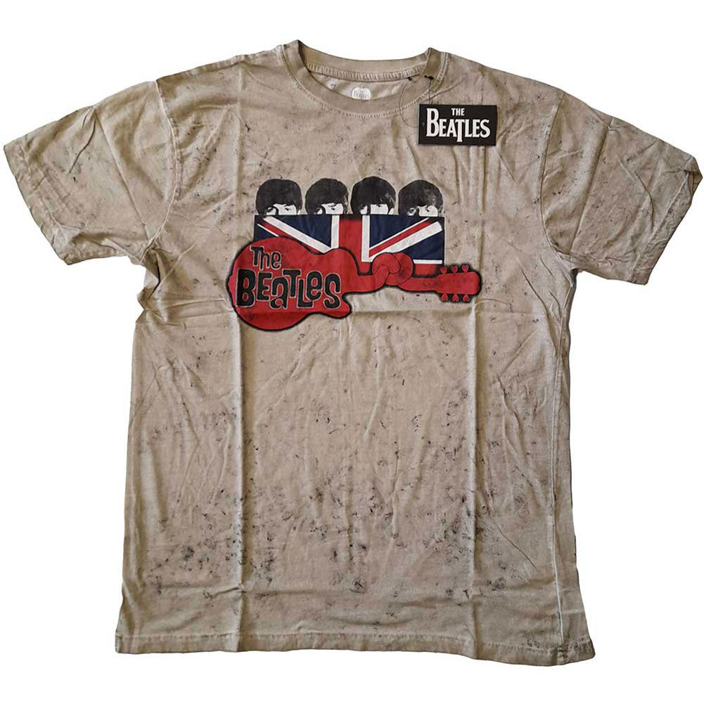 Beatles Guitar & Flag (Snow Wash) Vintage T-shirt Front