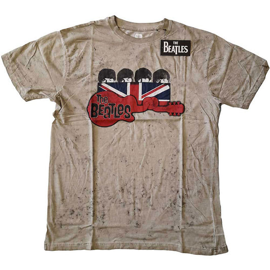 Beatles Guitar & Flag (Snow Wash) Vintage T-shirt Front