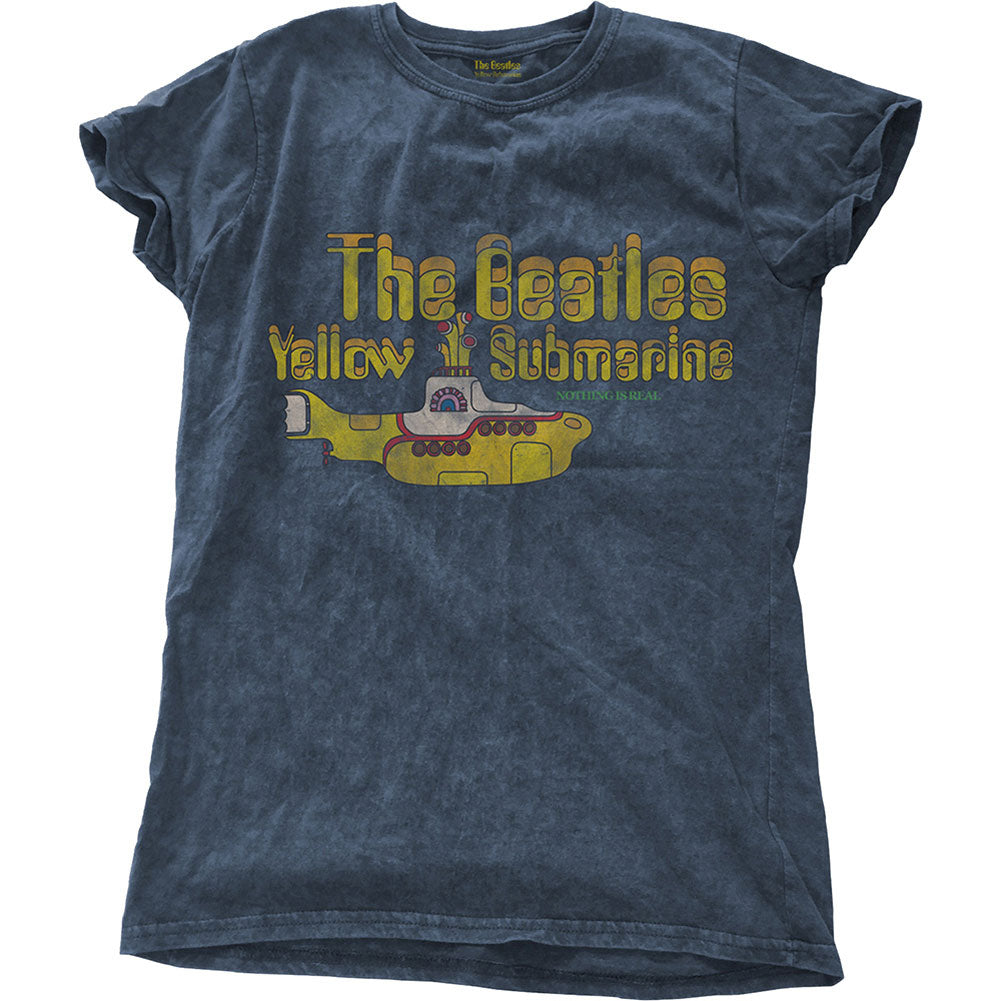 Beatles Yellow Submarine Nothing Is Real (Snow Wash) Ladies T-Shirt Junior Top Front