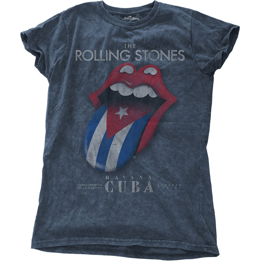 Rolling Stones Havana Cuba (Snow Wash) Ladies T-Shirt Junior Top Front