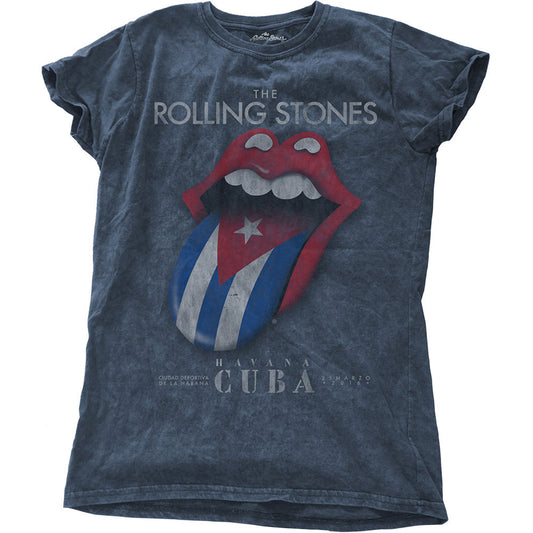 Rolling Stones Havana Cuba (Snow Wash) Ladies T-Shirt Junior Top Front