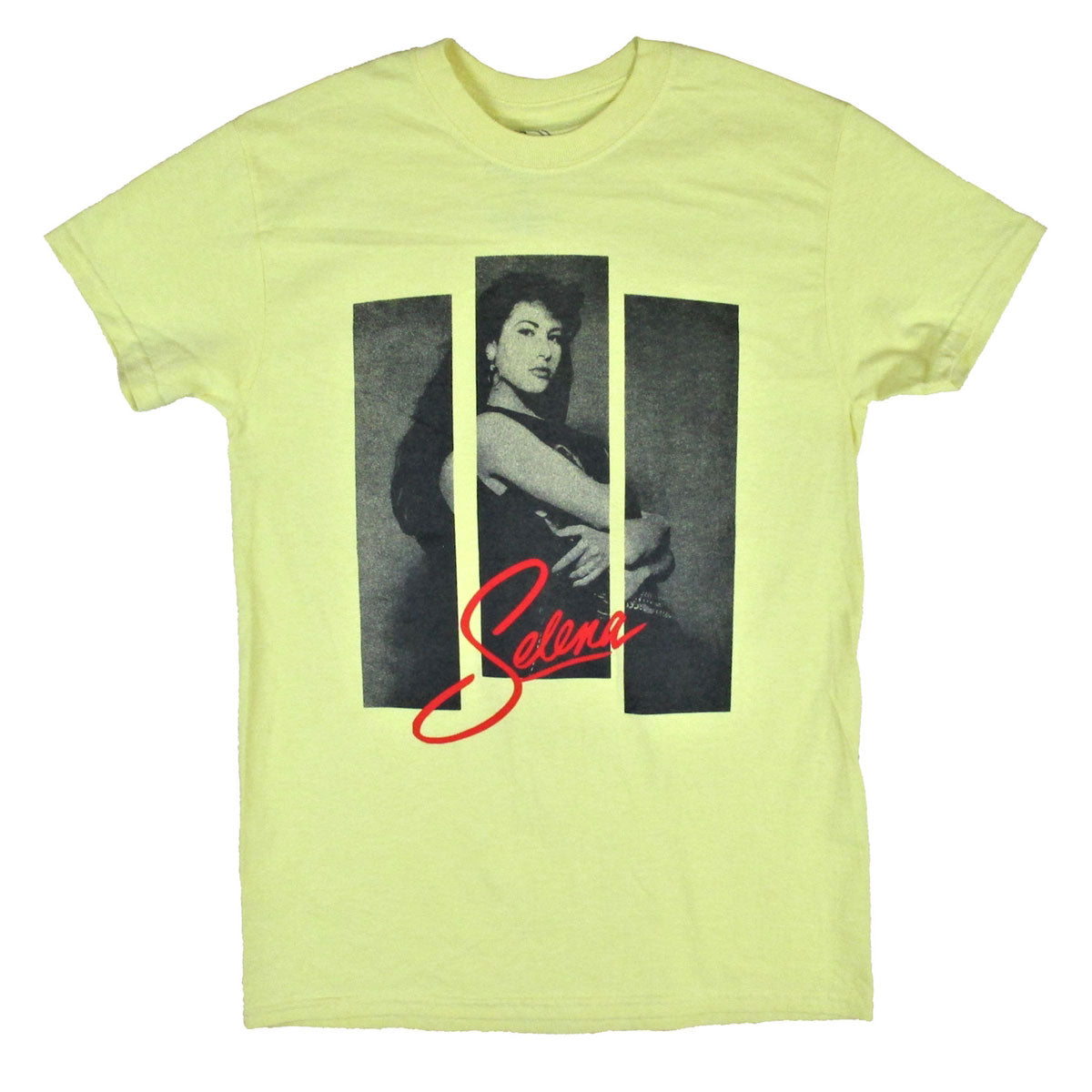 Selena 3 Strips Photo on Yellow Tee T-shirt