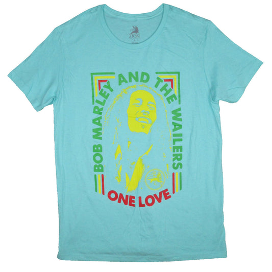 Bob Marley Bob Marley Yellow Face on Light Blue Tee T-shirt