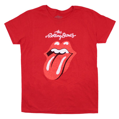 Cracked Logo & Tongue on Red Women's Tee Junior Top