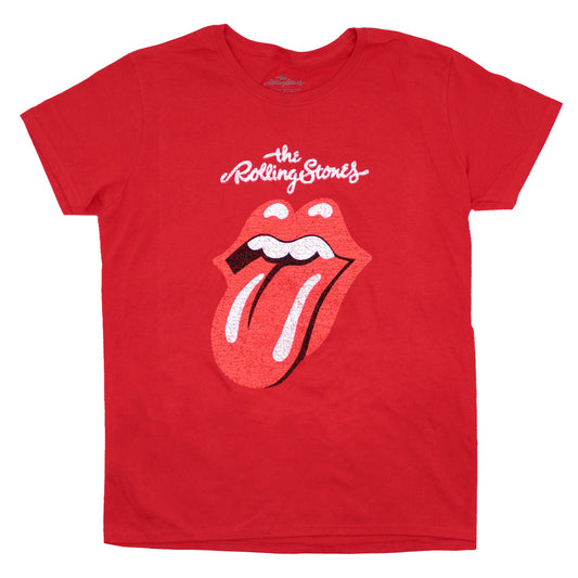 Cracked Logo & Tongue on Red Women's Tee Junior Top