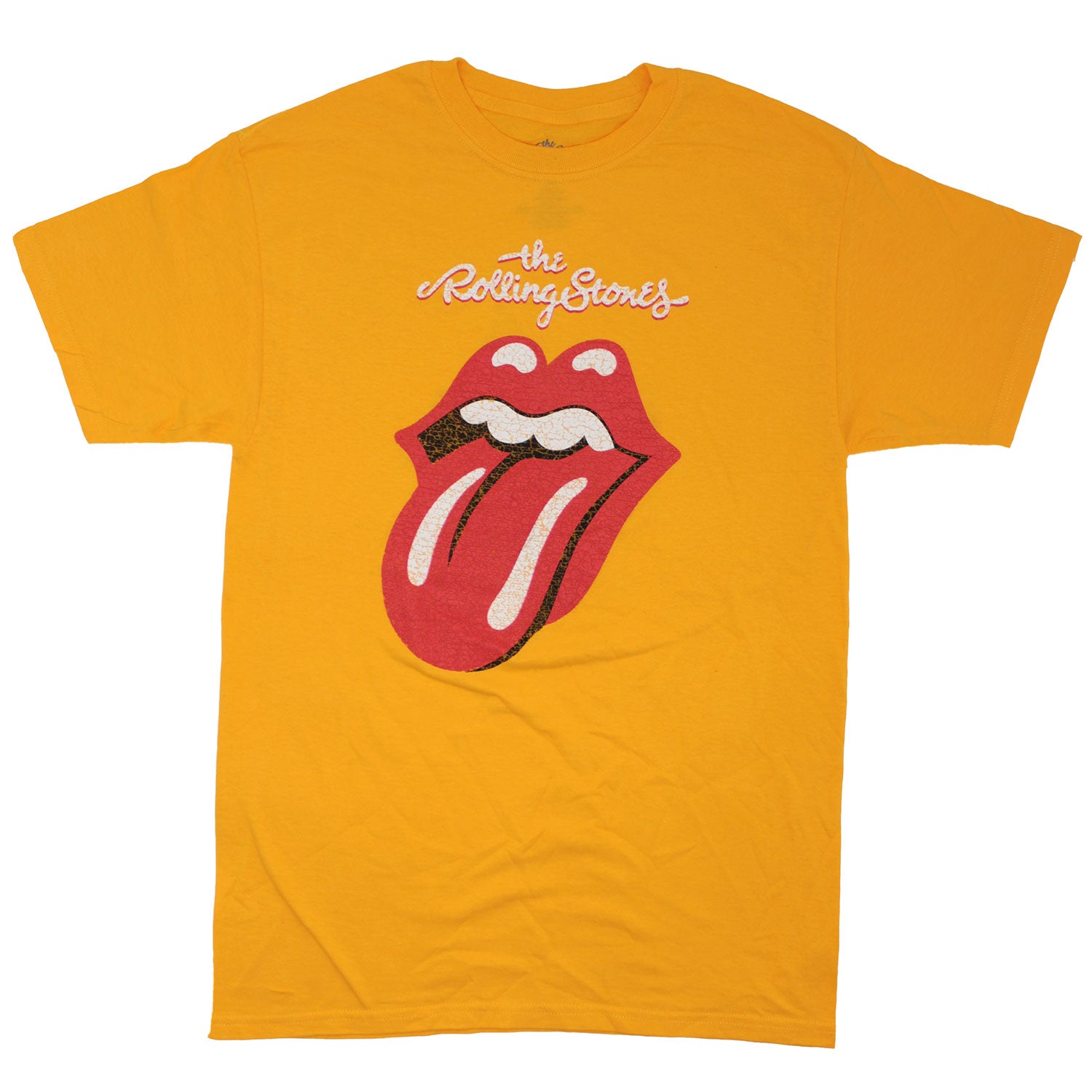 Rolling Stones Cracked Logo & Tongue on Gold Tee T-shirt