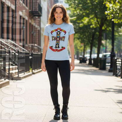 Colored Cross on Light Blue Women's Tee Junior Top