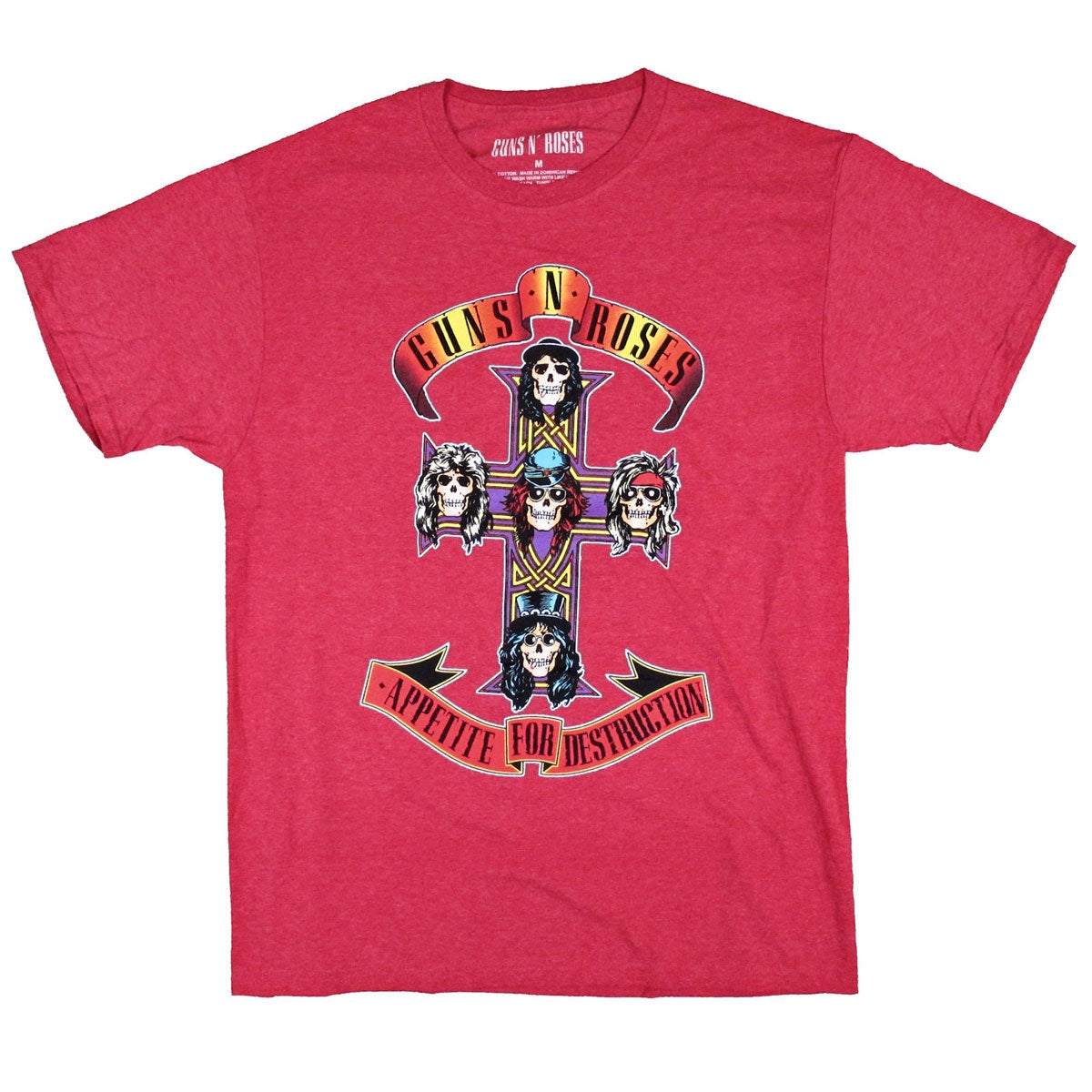 Guns N Roses Colored Cross on Heather Red Tee T-shirt