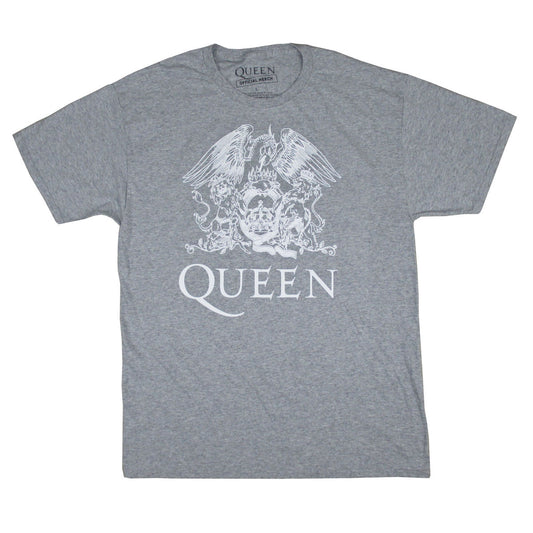Queen White Crest on Light Heather Gray T-shirt