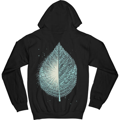 Hands Leaf Black Zippered Hooded Sweatshirt Back