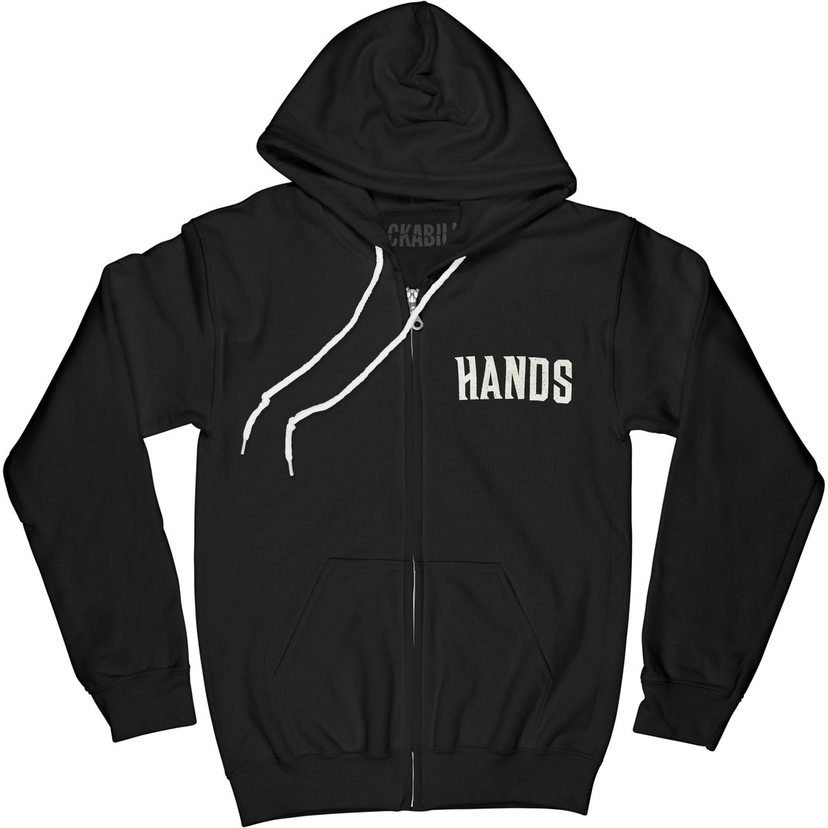 Hands Leaf Black Zippered Hooded Sweatshirt Front