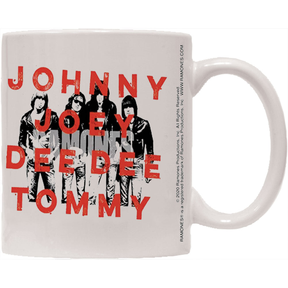 Ramones Band with Names Coffee Mug Back