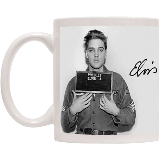 Elvis Presley Mugshot Coffee Mug Front