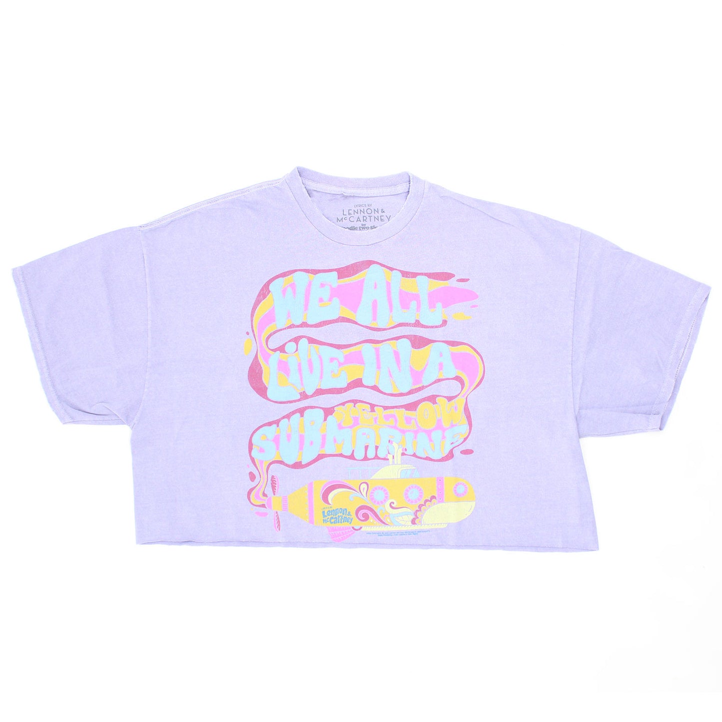 Beatles Lyrics By Lennon & McCartney - Retro Submarine Oversize Crop Junior Top