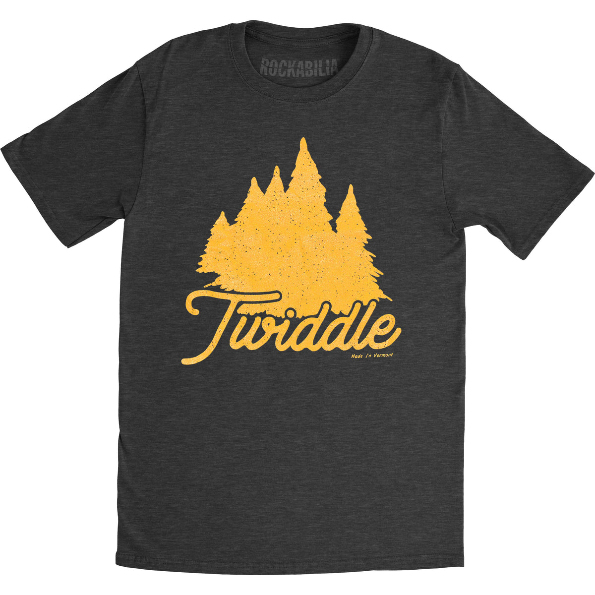 Twiddle Charcoal w/ Gold Trees Slim Fit T-shirt Front