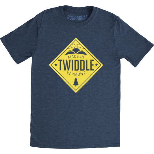 Twiddle Heathered Navy Diamond Logo Slim Fit T-shirt Front