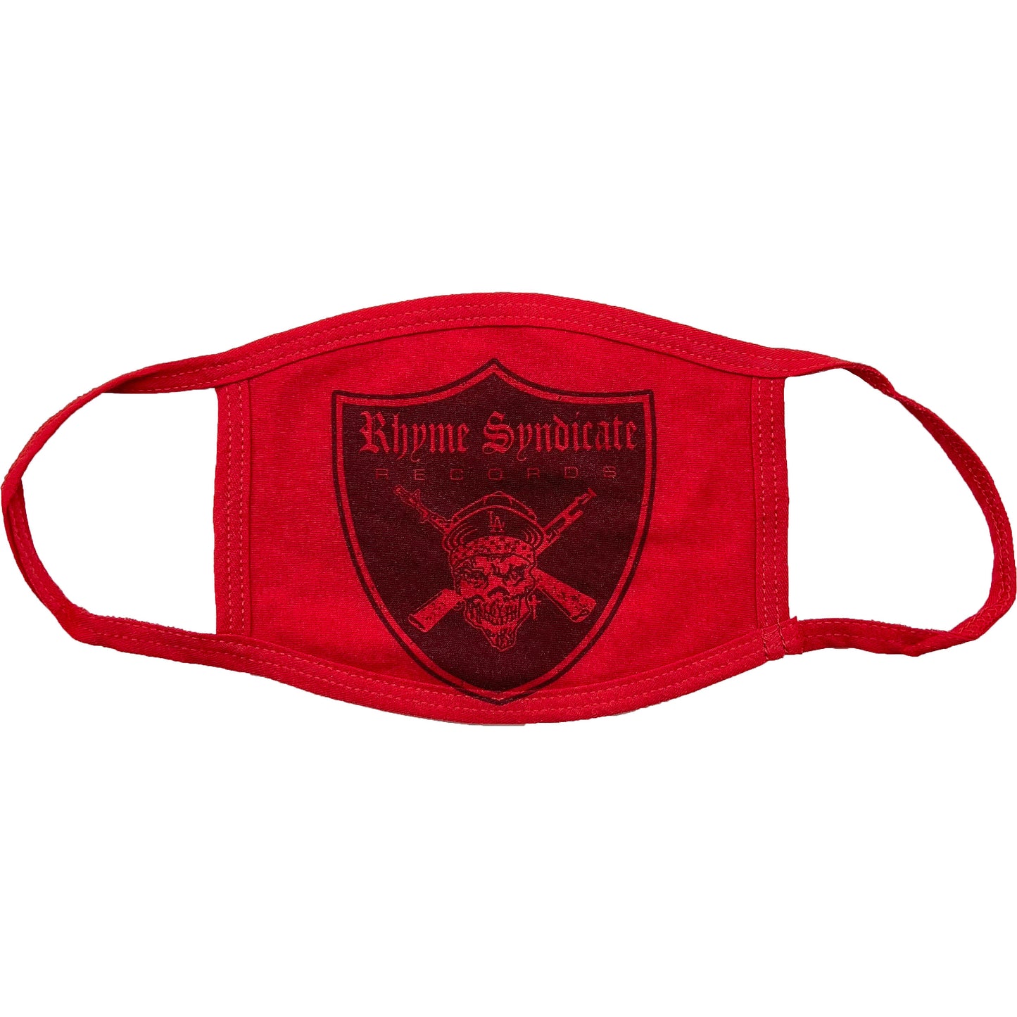 Rhyme Syndicate Records Shield Red Face Mask Front