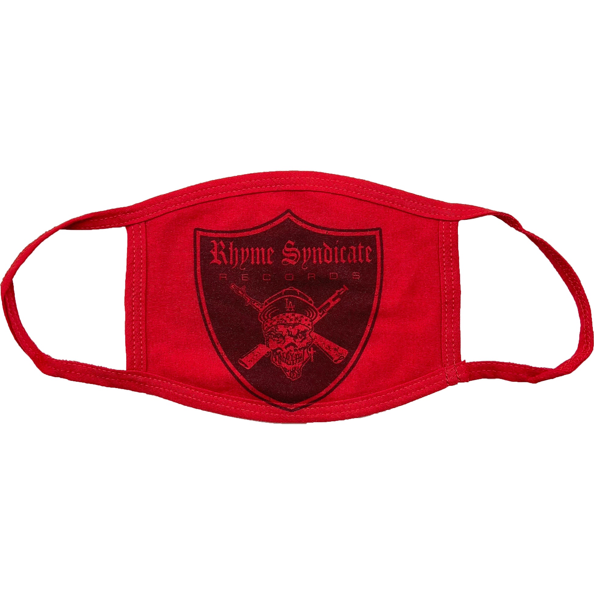 Rhyme Syndicate Records Shield Red Face Mask Front