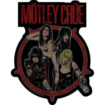 Motley Crue Group Circle Sticker Front