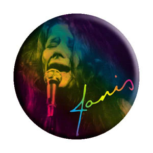 Janis Joplin Singing Button Front