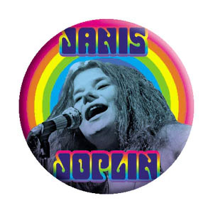 Janis Joplin Heart Button Front