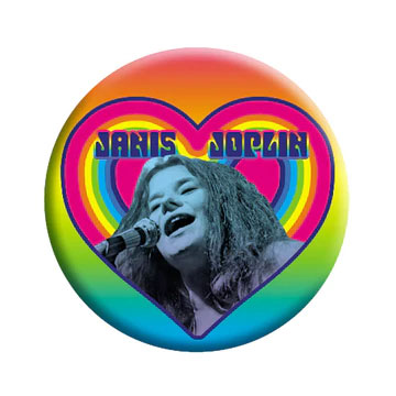 Janis Joplin Heart Button Front