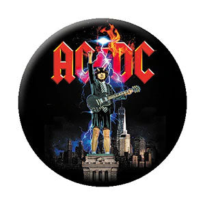 AC/DC Angus On Building Button Front