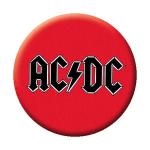 AC/DC Logo On Red Button Front