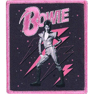 David Bowie Pink Bolts Embroidered Patch Front