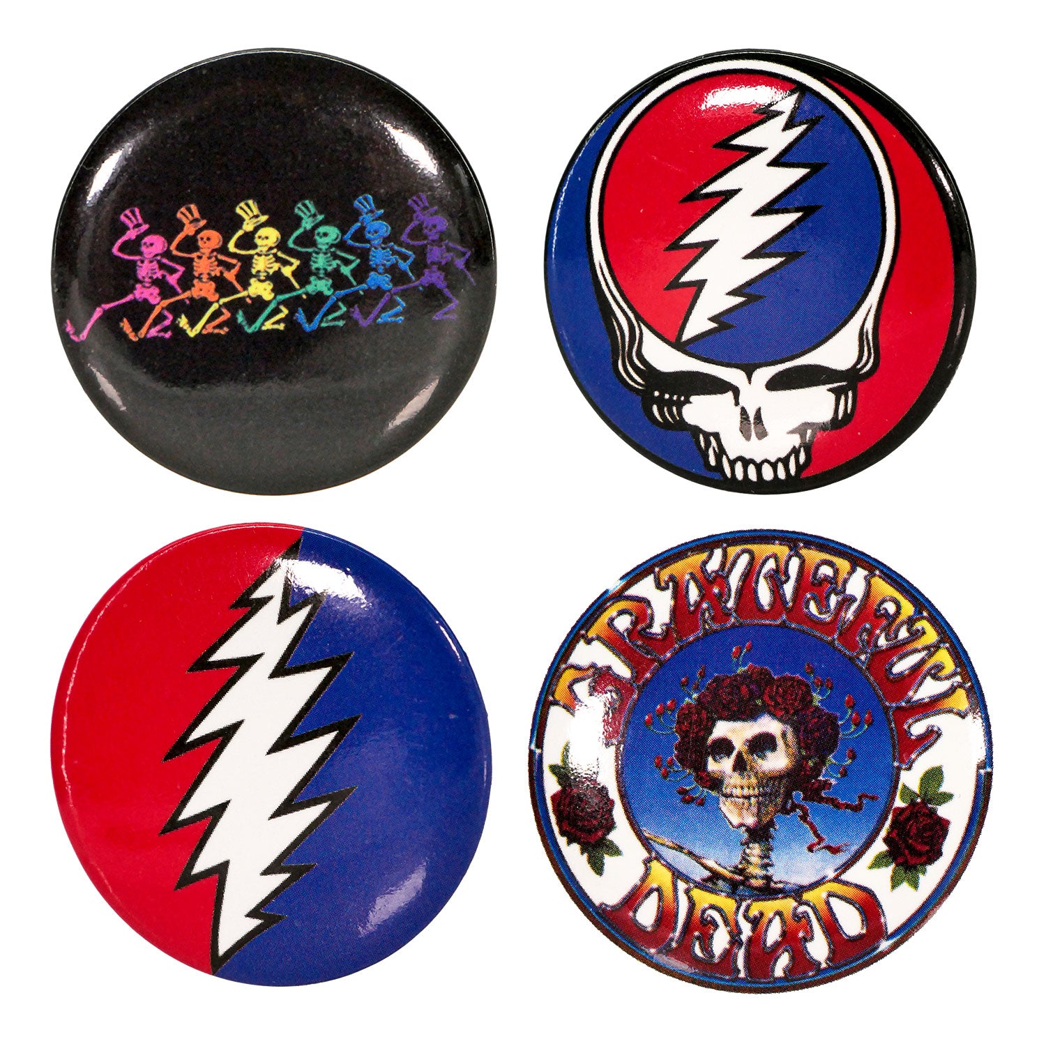 Grateful Dead 4 Pack 1.25" Button Set Collector Items