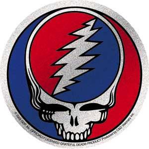 Grateful Dead Steal Your Face Round Glitter Sticker Front