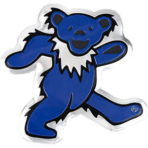 Grateful Dead Bear on Silver Metal Sticker Front