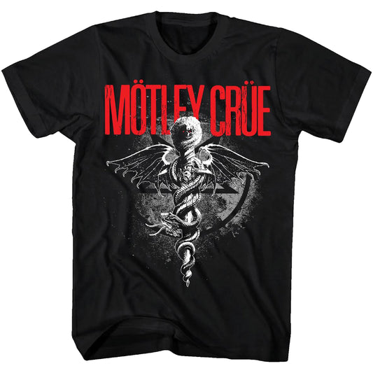 Motley Crue Dr. Feelgood In Red, Black & Grey T-shirt Front