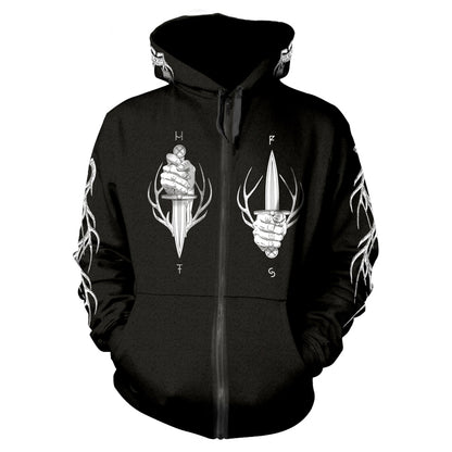 Harakiri For The Sky Deer Zippered Hooded Sweatshirt Front