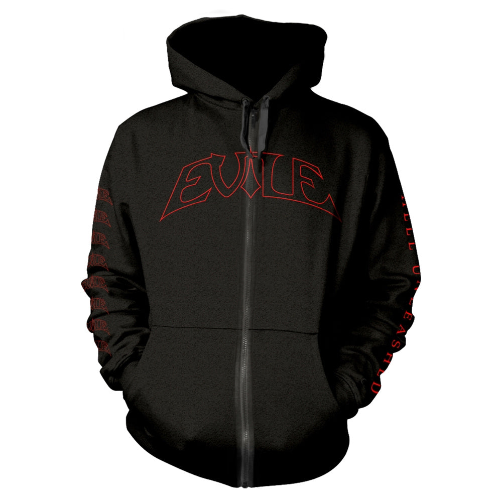 Evile Hell Unleashed (black) Zippered Hooded Sweatshirt Front