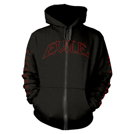 Evile Hell Unleashed (black) Zippered Hooded Sweatshirt Front