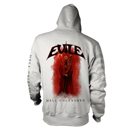 Evile Hell Unleashed (white) Zippered Hooded Sweatshirt Back
