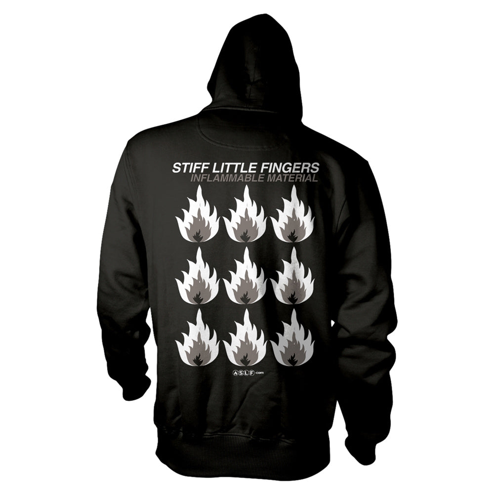Stiff Little Fingers Inflammable Material Hooded Sweatshirt Back