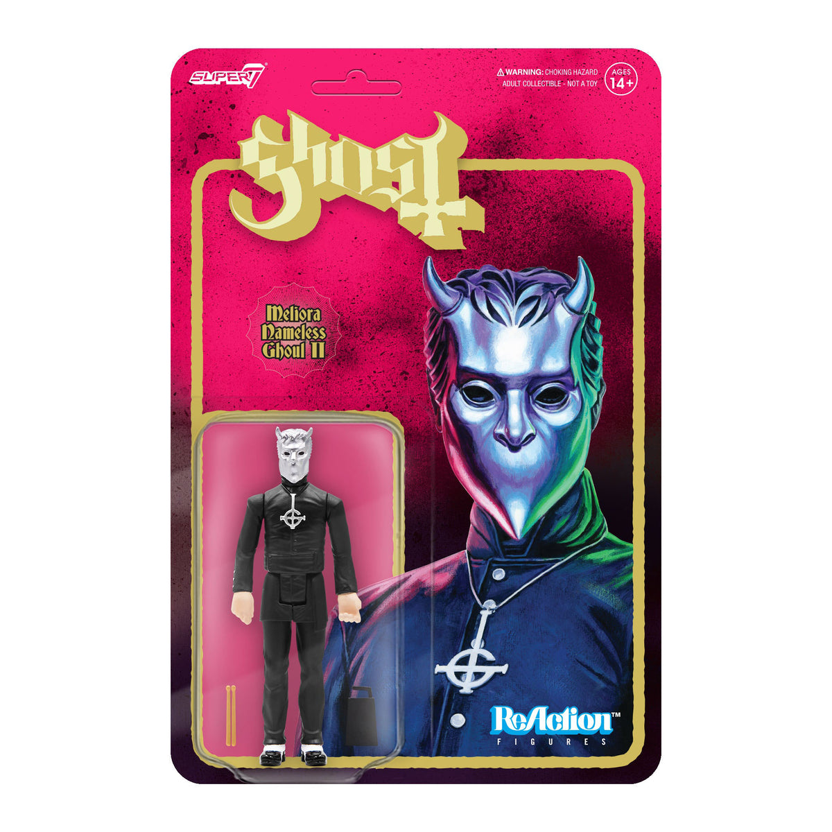 Ghost Super7 Meliora Nameless Ghoul II (Cowbell & Drumsticks) 3.75" ReAction Figure Action Figure Front