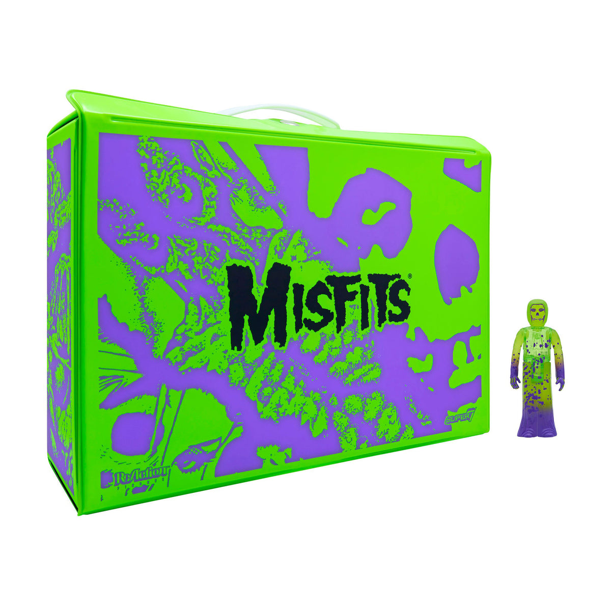 Misfits Super7 ReAction Figures - Carry Case With Fiend (Neon Green Purple) Action Figure Front