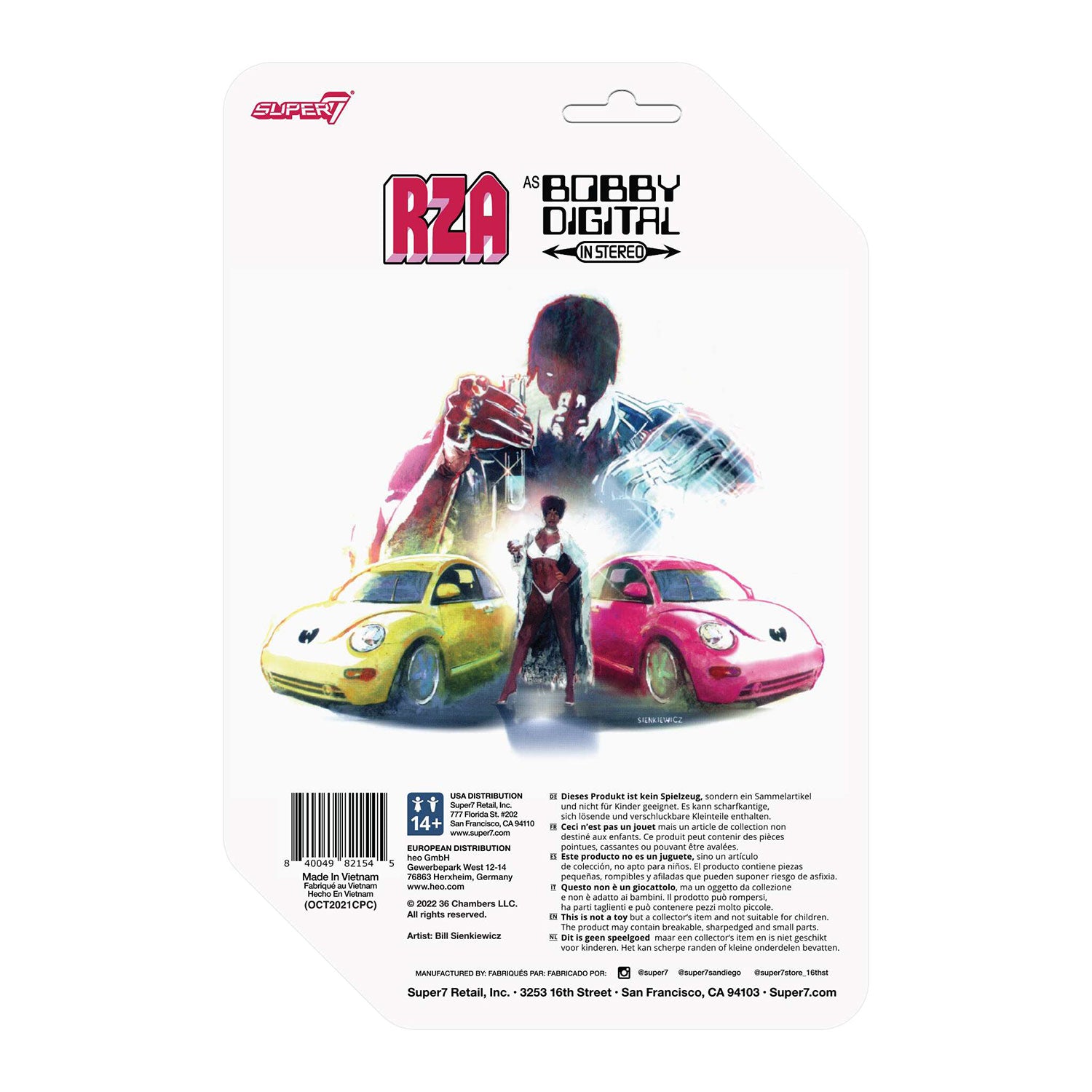 RZA Super7 Bobby Digital Standard Cardback 3.75" ReAction Figure Action Figure Back
