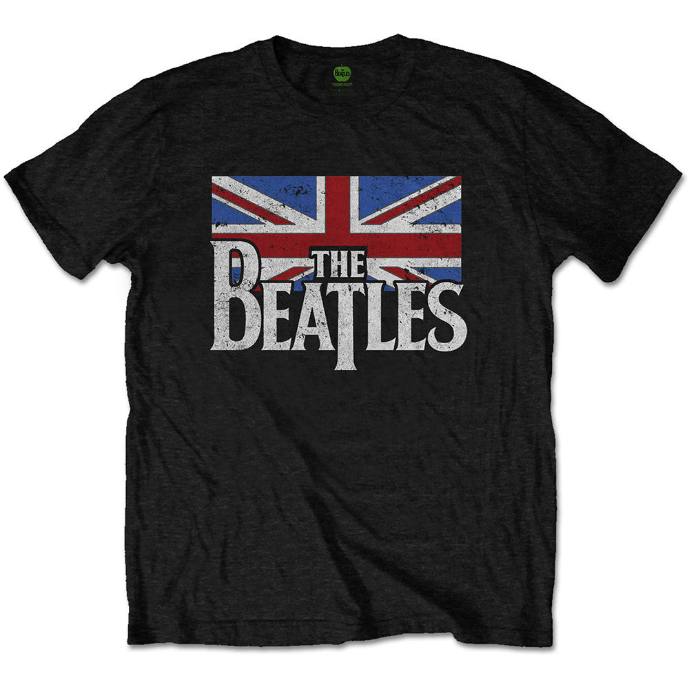 Beatles Drop T Logo & Vintage Flag T-shirt Front