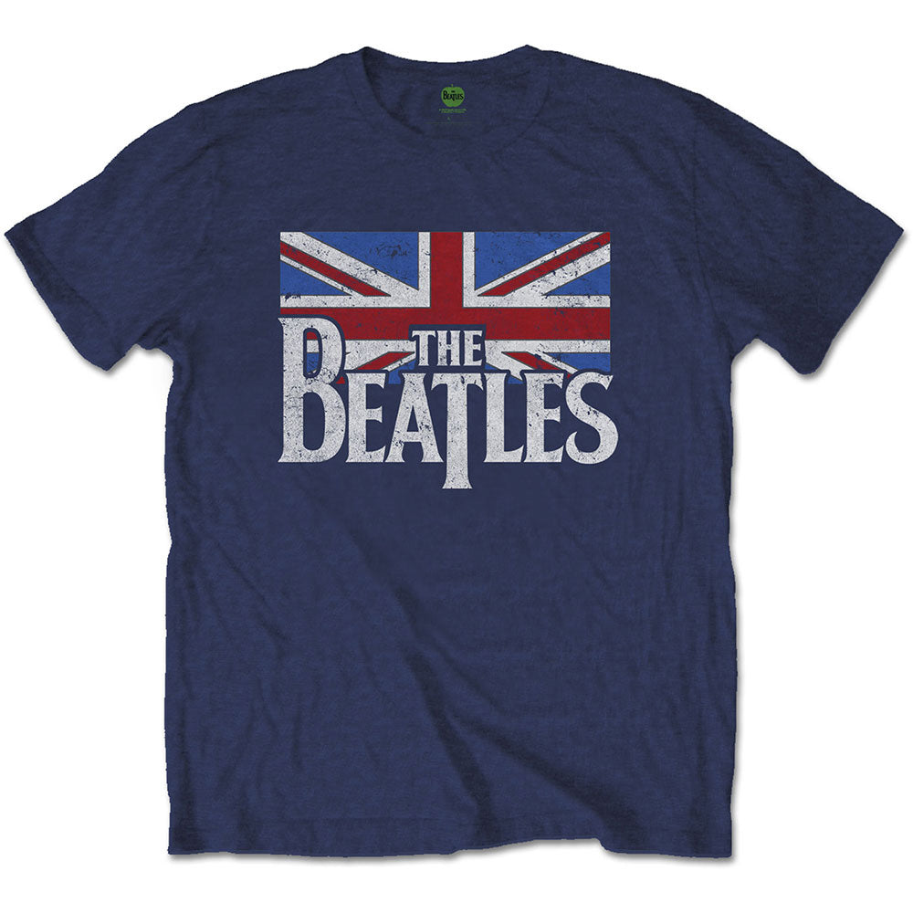 Beatles Drop T Logo & Vintage Flag T-shirt Front