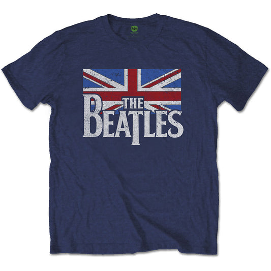 Beatles Drop T Logo & Vintage Flag T-shirt Front