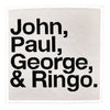 John, Paul, George, Ringo Black On White Woven Patch