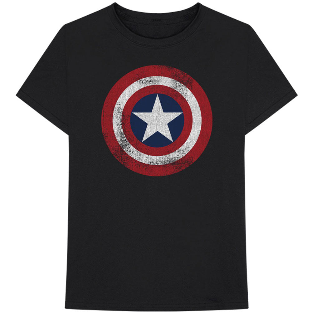 Marvel Comics Captain America Distressed Shield T-shirt Front