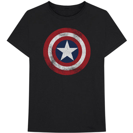 Marvel Comics Captain America Distressed Shield T-shirt Front